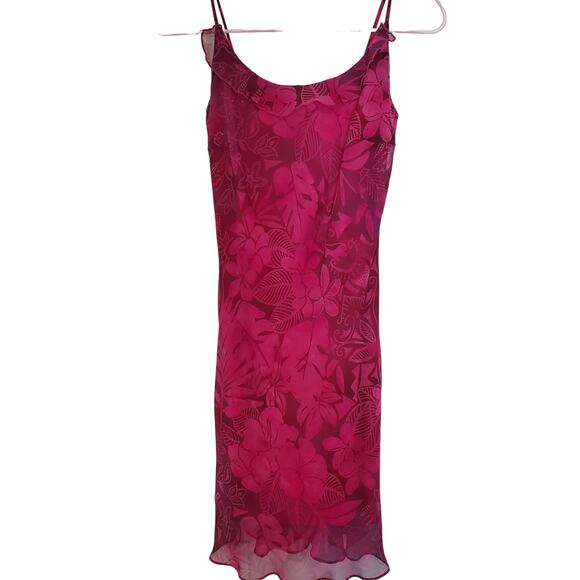 B Smart Y2k Floral Slip Dress Knee-length Lace-up Back Raspberry Purple Size 5/6 - Picture 9 of 9